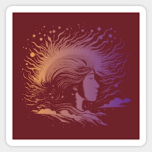 WOMAN WITH WILD HAIR Sticker